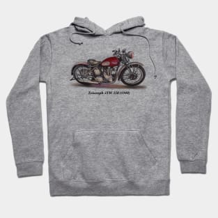 Drawing of Retro Classic Motorcycle Triumph 3TW 350 1940 Hoodie